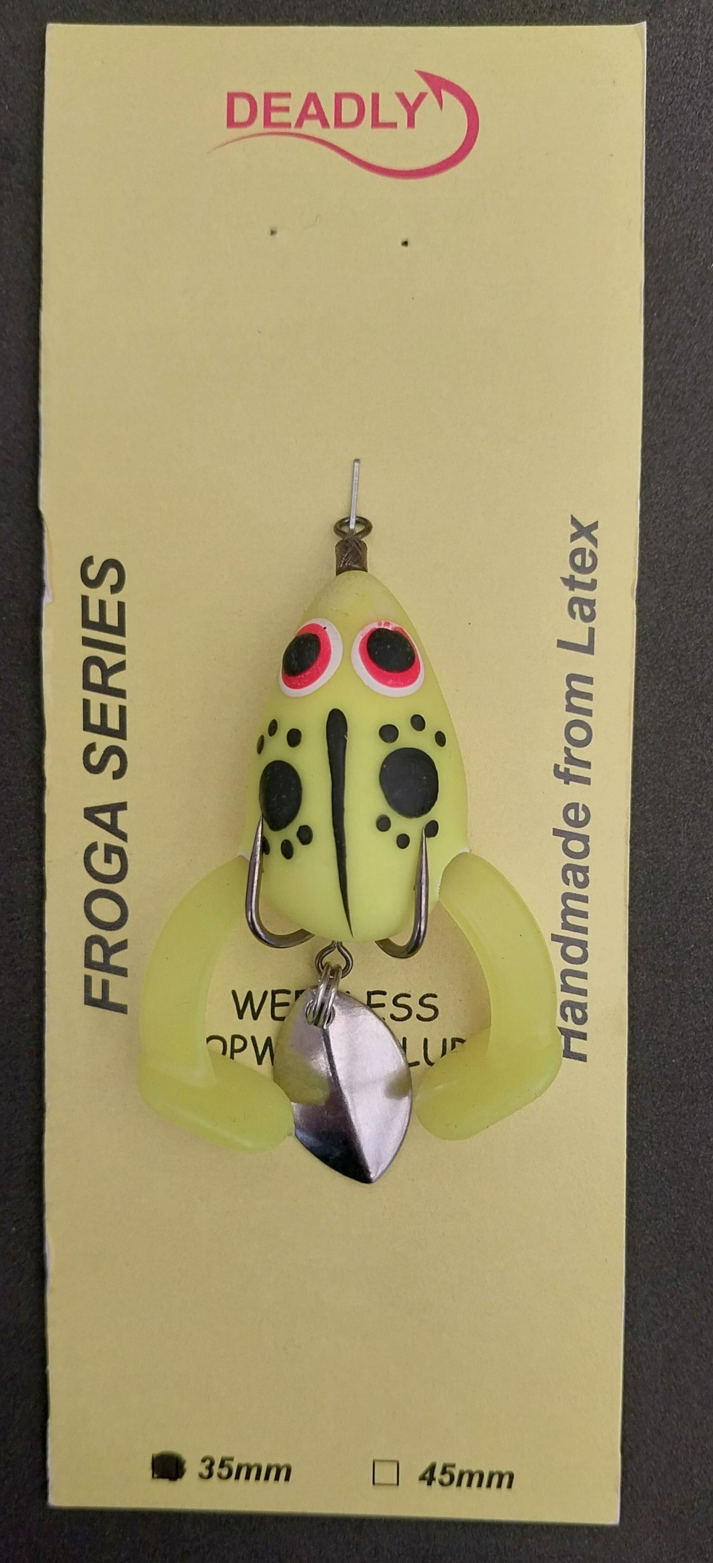 Cloga Frog Lures, 35mm Yellow Black Spot Red Eye